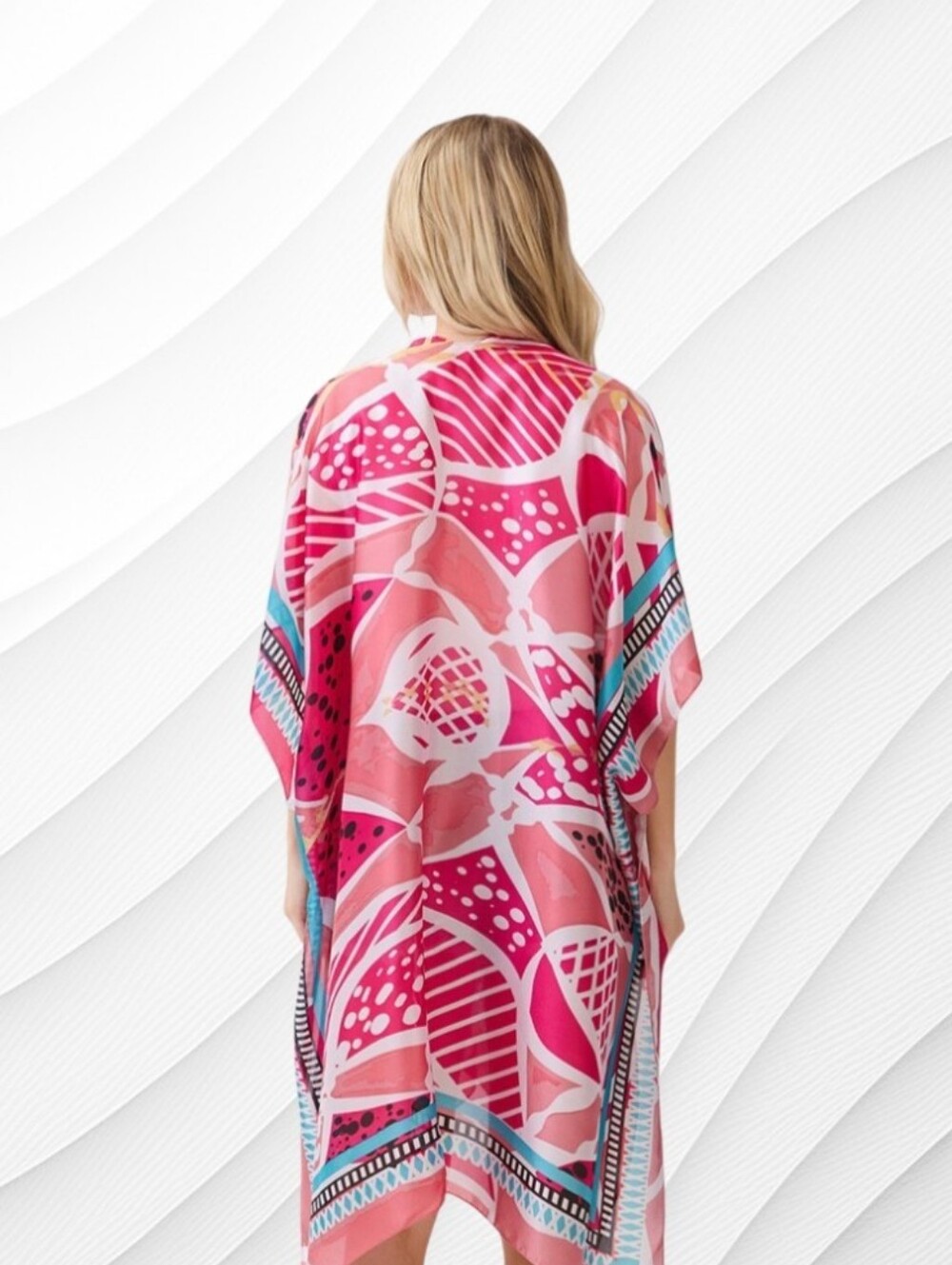 Abstract Botanical Silky Kimono - Picture 4 of 13